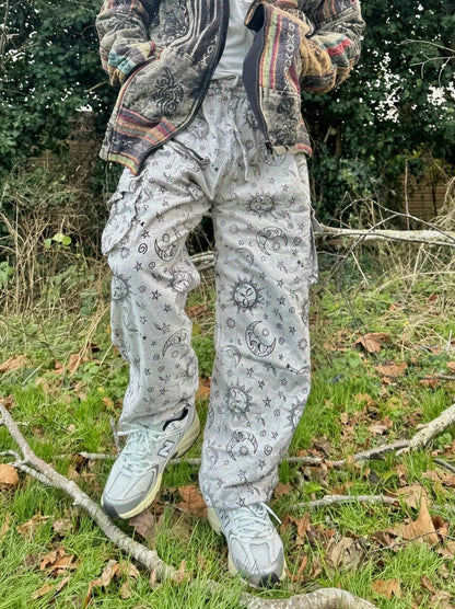 Unisex Sun & Moon Hippie Pants: Festival Cotton Trousers