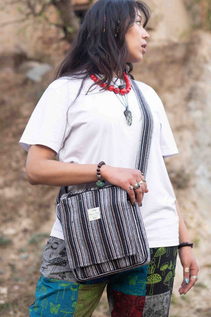 Himalayan Cotton Crossbody Bag: Handmade Hippie Shoulder Bag