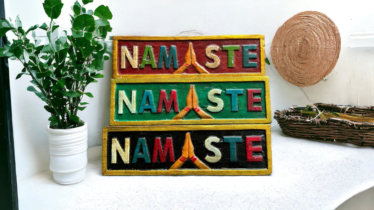 Namaste Wooden Wall Hanging | Handcrafted Spiritual Decor