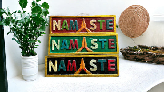 Namaste Wooden Wall Hanging | Handcrafted Spiritual Decor