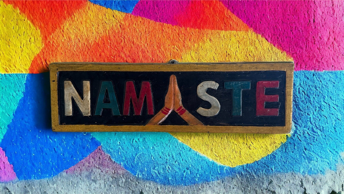 Namaste Wooden Wall Hanging | Handcrafted Spiritual Decor