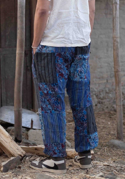 Unisex Mushroom Print Hippie Trousers: Cotton Festival Pants