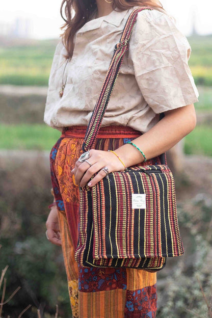 Himalayan Cotton Crossbody Bag: Handmade Hippie Shoulder Bag