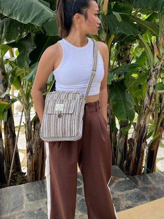 Handmade Hemp Crossbody Bag: Hippie Festival Flap Bag