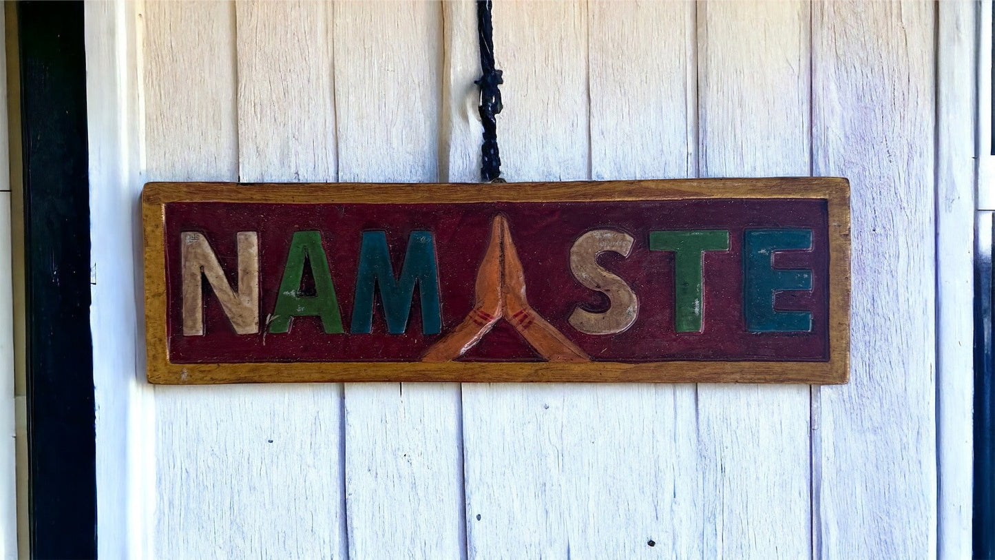 Namaste Wooden Wall Hanging | Handcrafted Spiritual Decor
