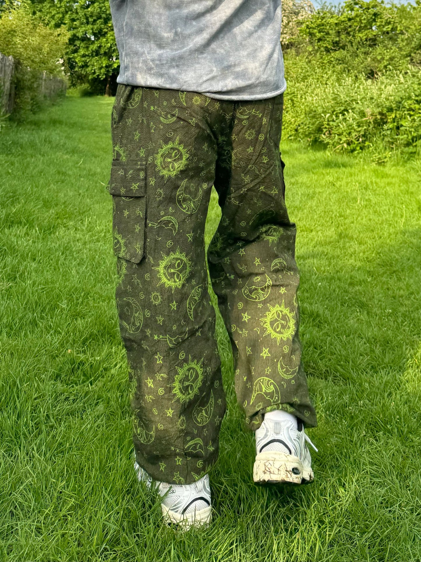 Unisex Sun & Moon Print Cotton Hippie Pants - Festival Joggers
