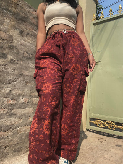 Unisex Sun & Moon Hippie Pants: Festival Cotton Trousers