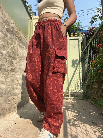 Unisex Sun & Moon Hippie Pants: Festival Cotton Trousers
