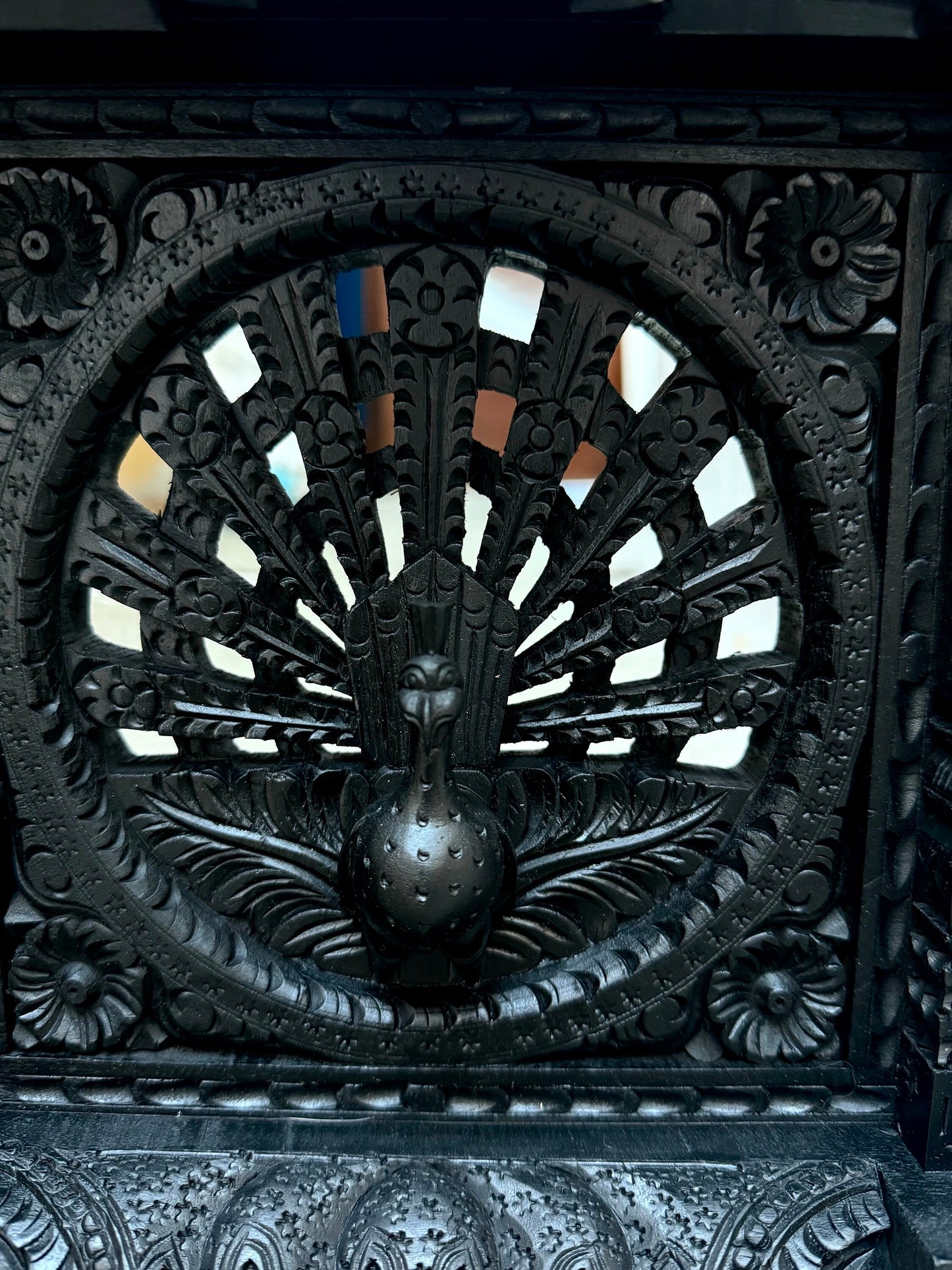 Exquisite Hand Carved Wooden Antique Nepal Window Design Showcase - Unique Artisan MasterpieceHome Decor