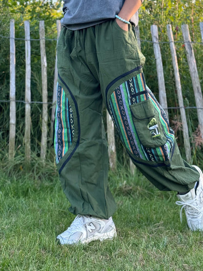 Hippie Cotton trouser | Hippy Festival Pants| Mushroom Embroidery Design | Boho Yoga Harem Pants| Made in Nepal | Sustainable Fashion |