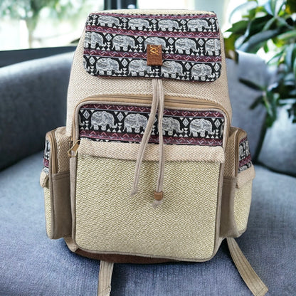 Fairtrade Cotton Aztec Print Backpack - Durable Unisex Hippie Bag for Holidays and Everyday Use