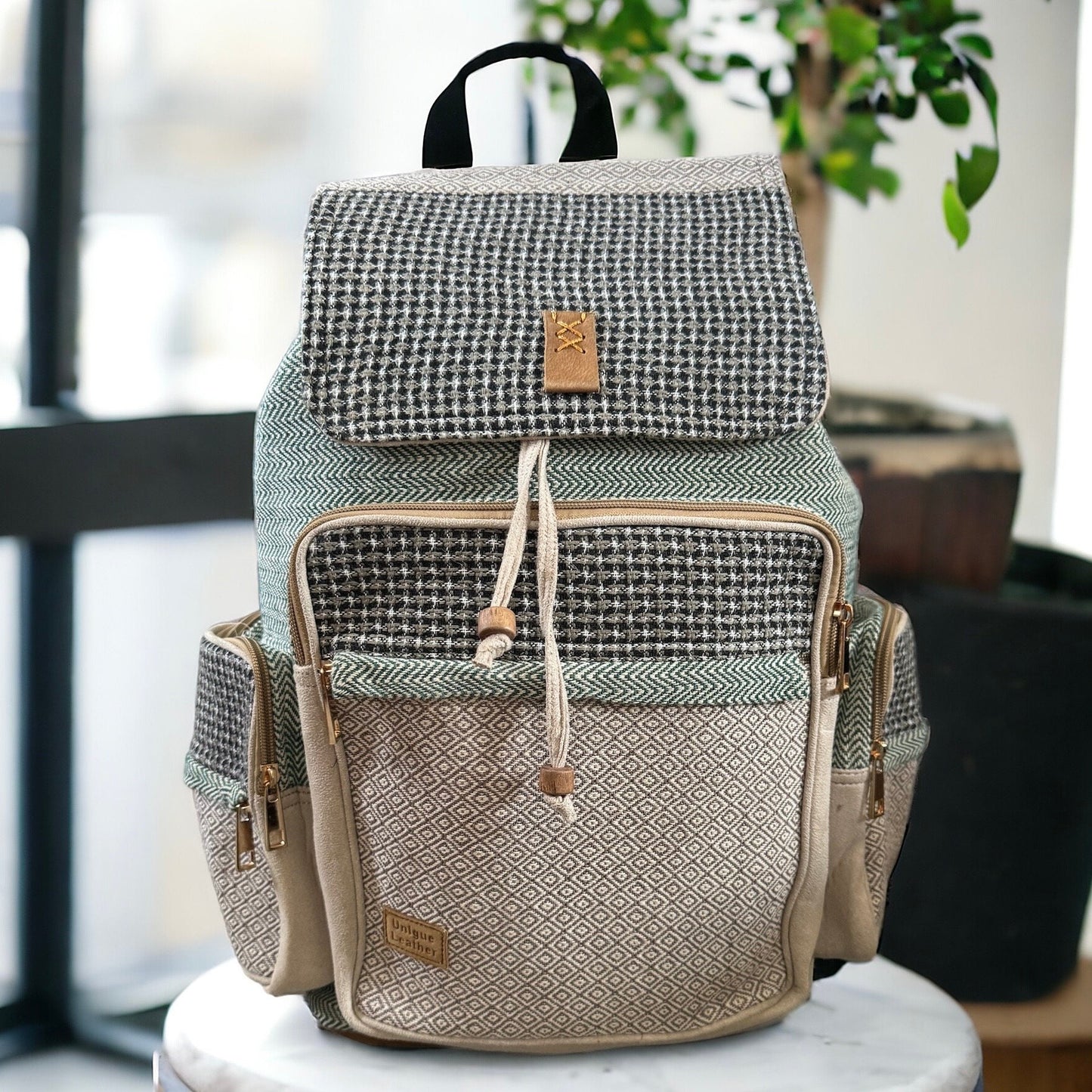 Fairtrade Cotton Aztec Print Backpack - Durable Unisex Hippie Bag for Holidays and Everyday Use