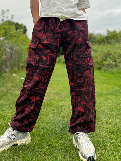 Mushroom Print Hippie Trousers: Eco-Friendly Festival Yoga Pants