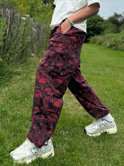 Mushroom Print Hippie Trousers: Eco-Friendly Festival Yoga Pants