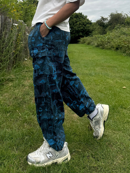 Mushroom Print Hippie Trousers: Eco-Friendly Festival Yoga Pants