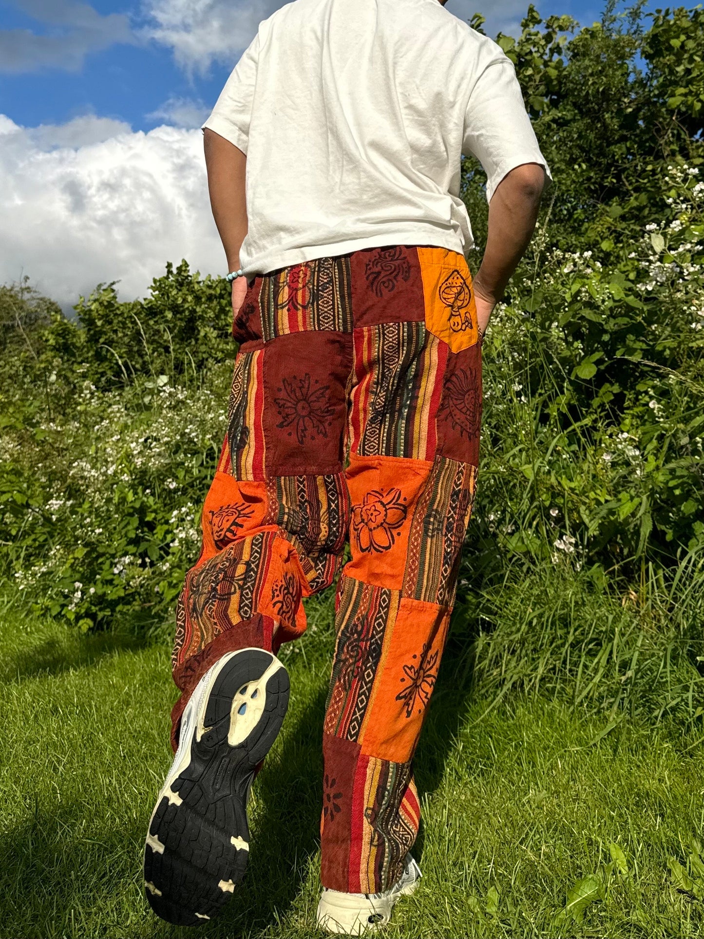 Unisex Patchwork Cotton Hippie Pants: Boho Festival Trousers
