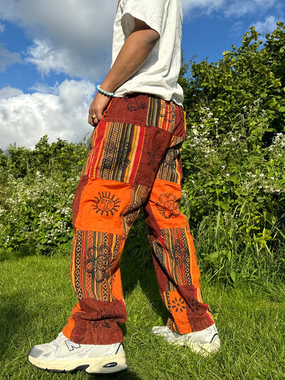 Handmade Patchwork Cotton Pants: Unisex Festival Trousers