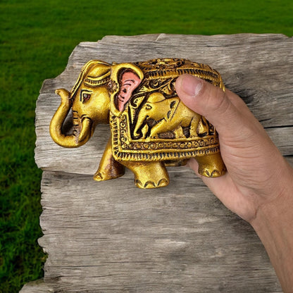 Handcrafted Golden Elephant Incense Holder, Spiritual Meditation Yoga Decor