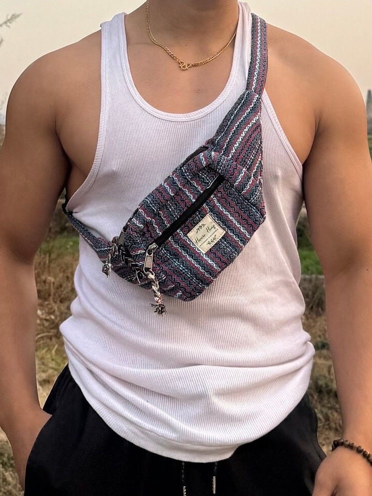 Handwoven Cotton Bum Bag: Eco-Friendly Hippie Festival Fanny Pack