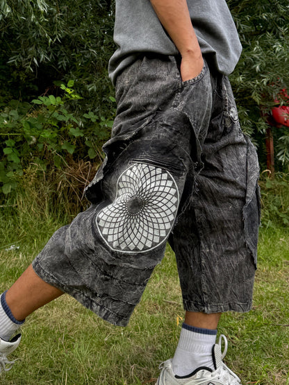 Mandala Print Cotton Festival Shorts: Unisex Boho Hippie Pants