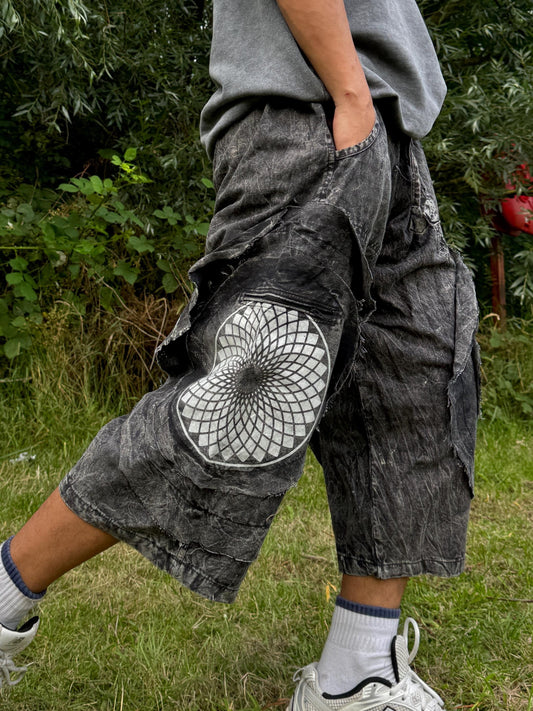 Mandala Print Cotton Festival Shorts: Unisex Boho Hippie Pants