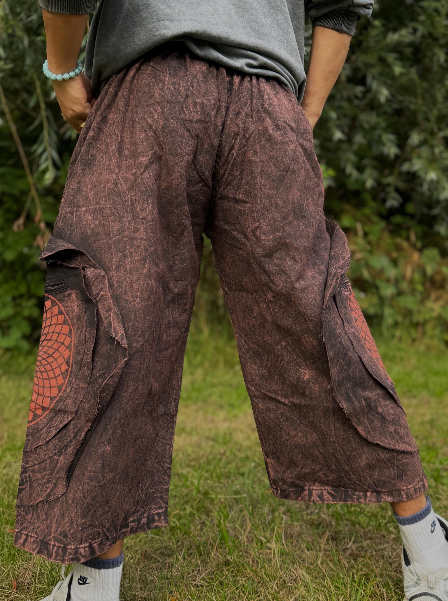 Mandala Print Cotton Festival Shorts: Unisex Boho Hippie Pants