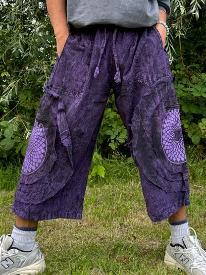 Unisex Mandala Print Cotton Shorts: Boho Festival Pants