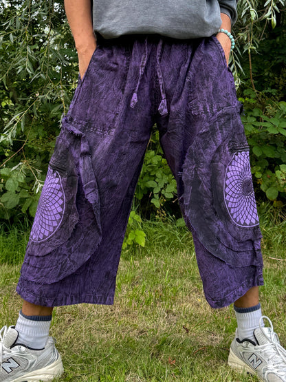 Mandala Print Cotton Bermuda Shorts: Unisex Hippie Festival Pants