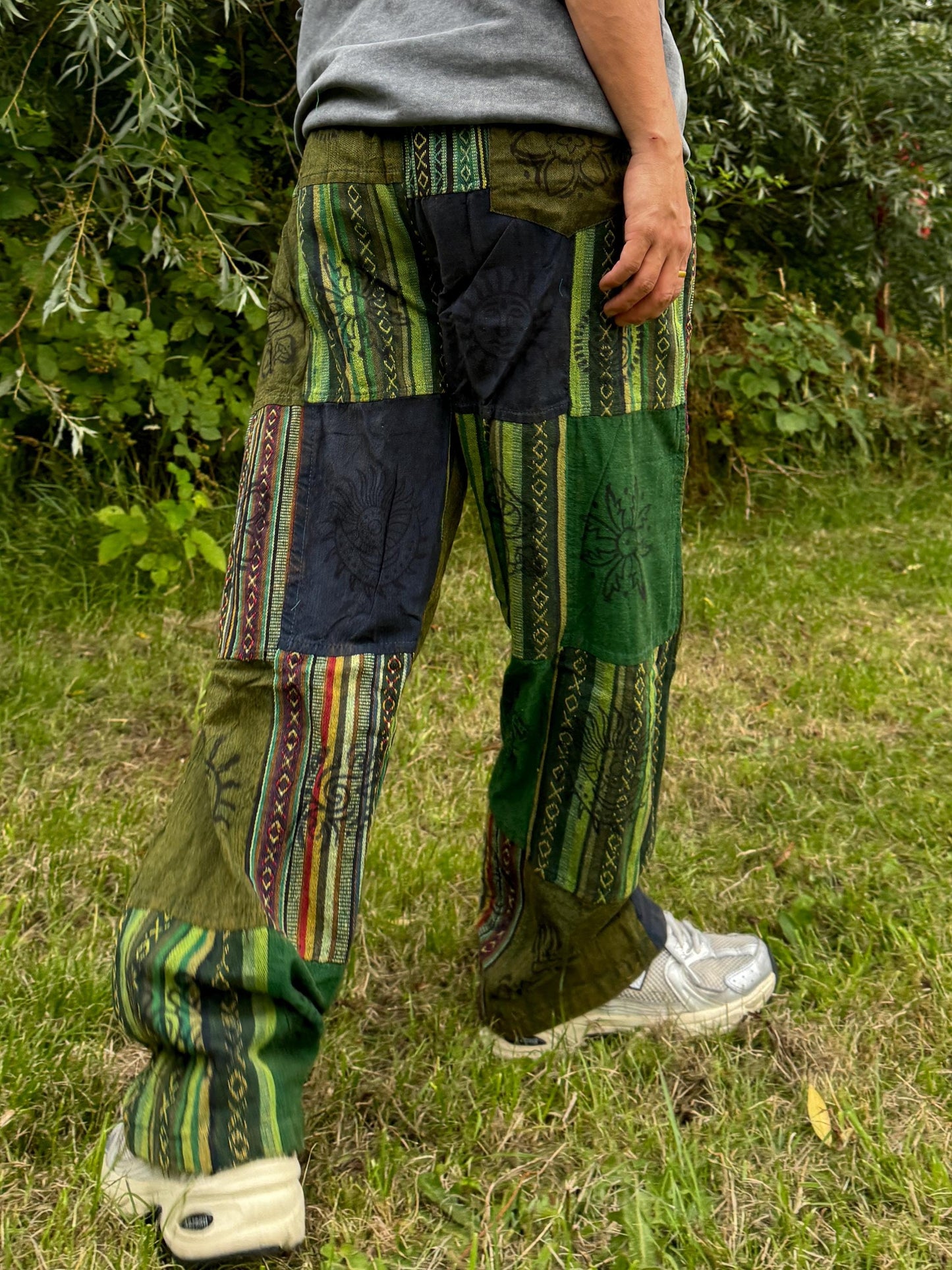 Handmade Patchwork Cotton Pants: Unisex Festival Trousers