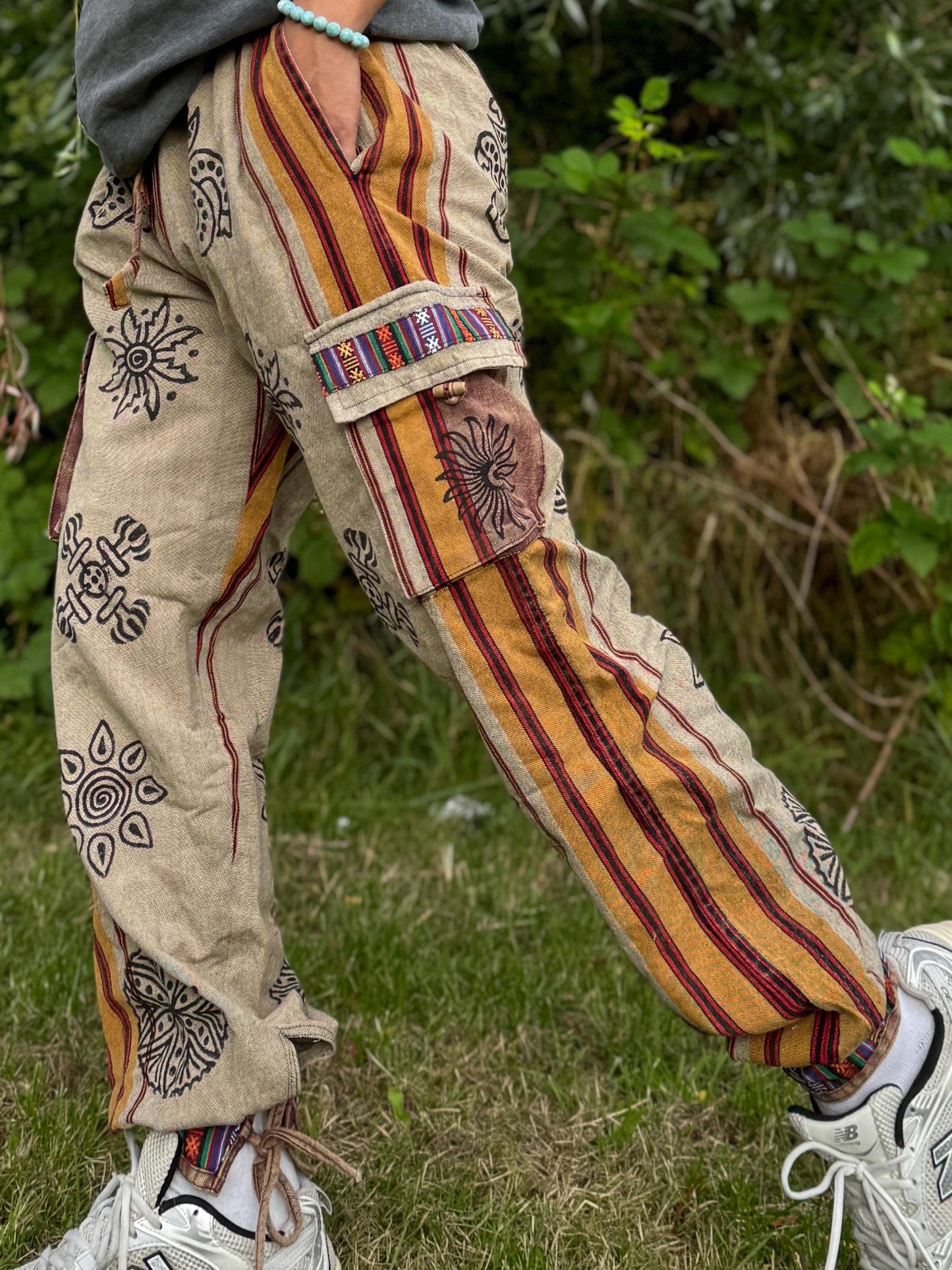 Hippie Hemp Cargo Pants  Sustainable Festival Trousers  Eco-Friendly Boho Clothing