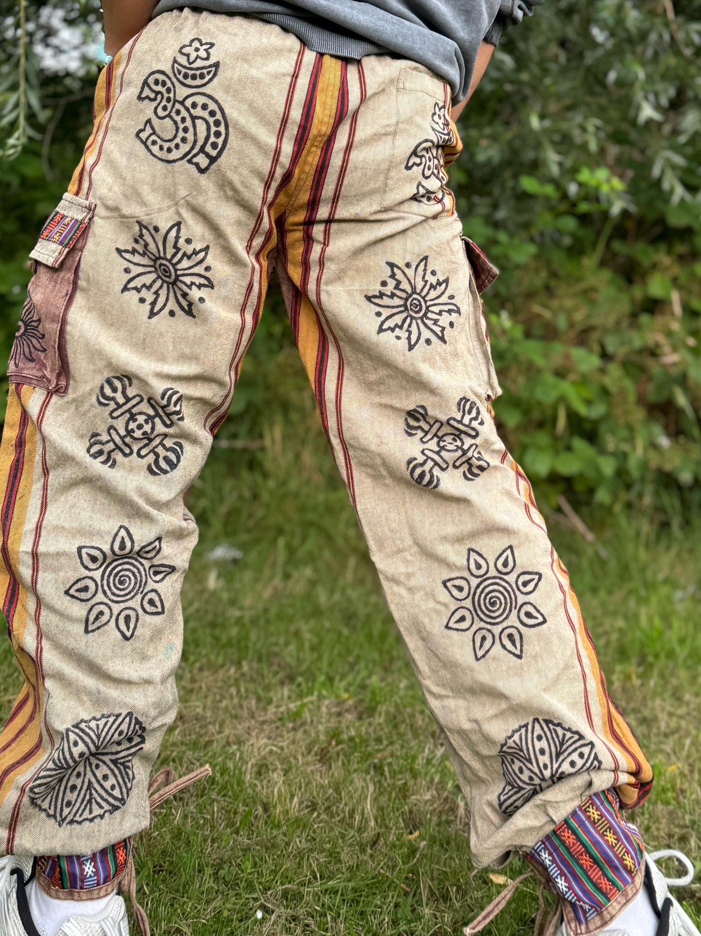 Hippie Hemp Cargo Pants  Sustainable Festival Trousers  Eco-Friendly Boho Clothing