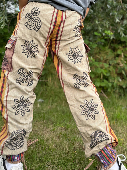 Hippie Hemp Cargo Pants  Sustainable Festival Trousers  Eco-Friendly Boho Clothing