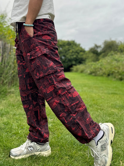 Mushroom Print Hippie Trousers: Eco-Friendly Festival Yoga Pants