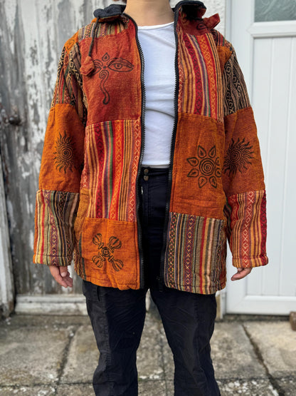 Unisex Patchwork Fleece Hoodie: Himalayan Cotton Festival Jacket