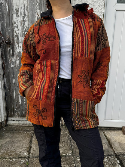 Unisex Patchwork Fleece Hoodie: Himalayan Cotton Festival Jacket
