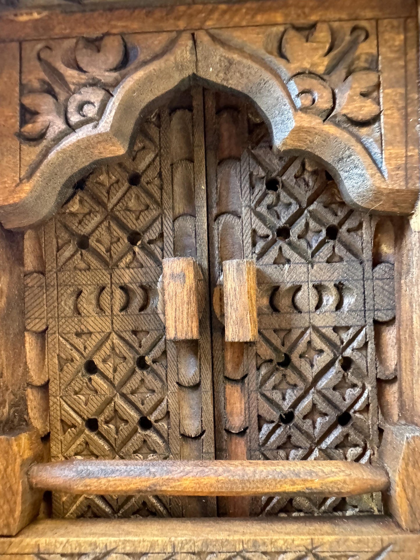 Handcrafted Wooden Wall Hanging Window Decor - Intricately Carved Traditional Design