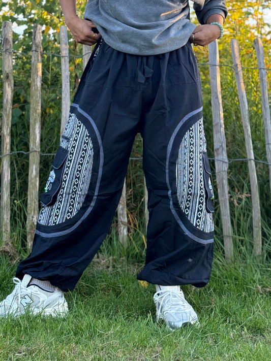 Hippie Cotton trouser | Hippy Festival Pants| Mushroom Embroidery Design | Boho Yoga Harem Pants| Made in Nepal | Sustainable Fashion |