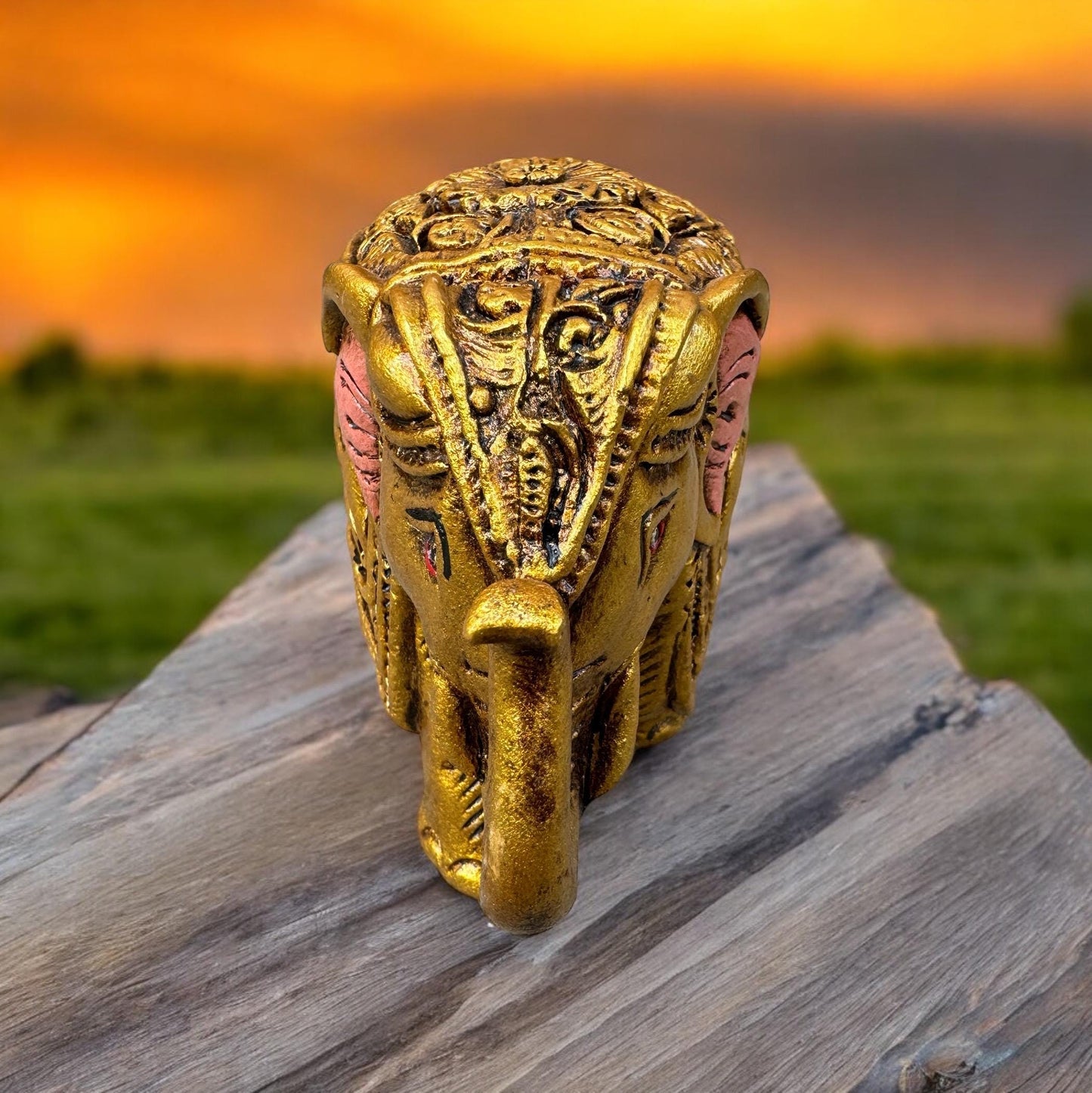 Handcrafted Golden Elephant Incense Holder, Spiritual Meditation Yoga Decor