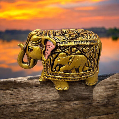 Handcrafted Golden Elephant Incense Holder, Spiritual Meditation Yoga Decor