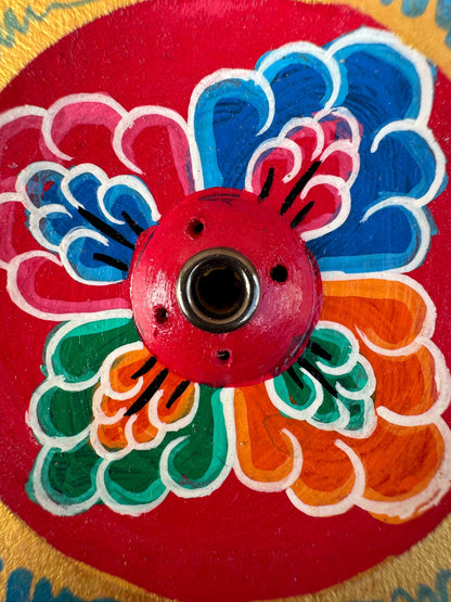 Hand Painted Wooden Incense Holder, Floral Boho Meditation Yoga Decor