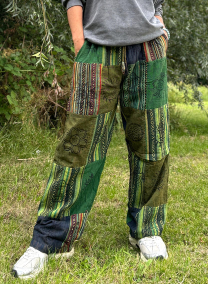 Unisex Patchwork Cotton Hippie Pants: Boho Festival Trousers