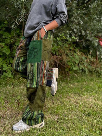 Unisex Patchwork Cotton Hippie Pants: Boho Festival Trousers