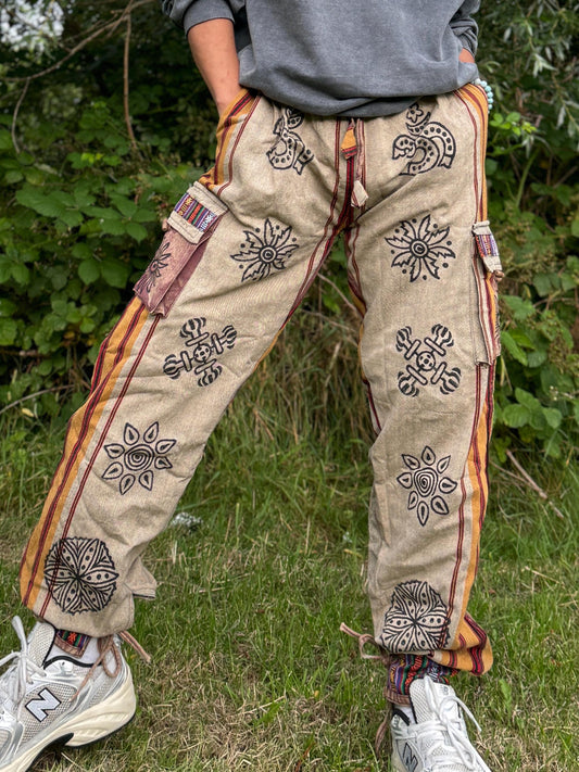 Hippie Hemp Cargo Pants  Sustainable Festival Trousers  Eco-Friendly Boho Clothing