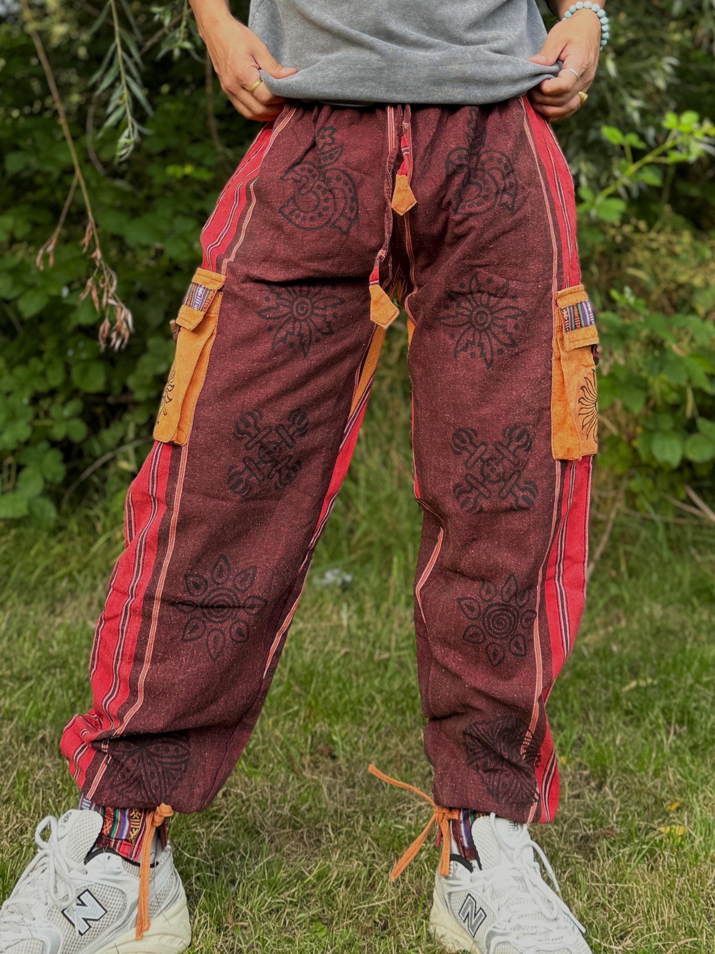 Handwoven Himalayan Cotton Cargo Pants: Eco-Friendly Hippie Trousers