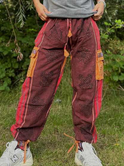 Handwoven Himalayan Cotton Cargo Pants: Eco-Friendly Hippie Trousers