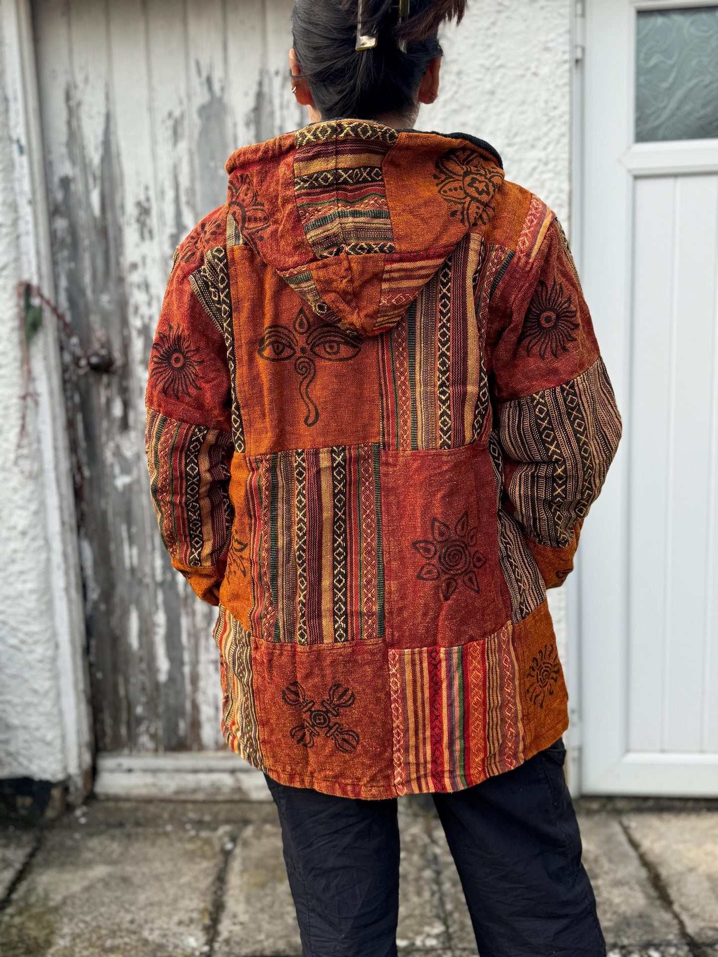 Unisex Patchwork Fleece Hoodie: Himalayan Cotton Festival Jacket