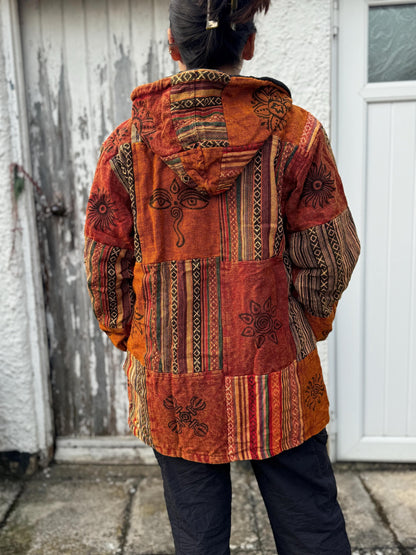 Unisex Patchwork Fleece Hoodie: Himalayan Cotton Festival Jacket