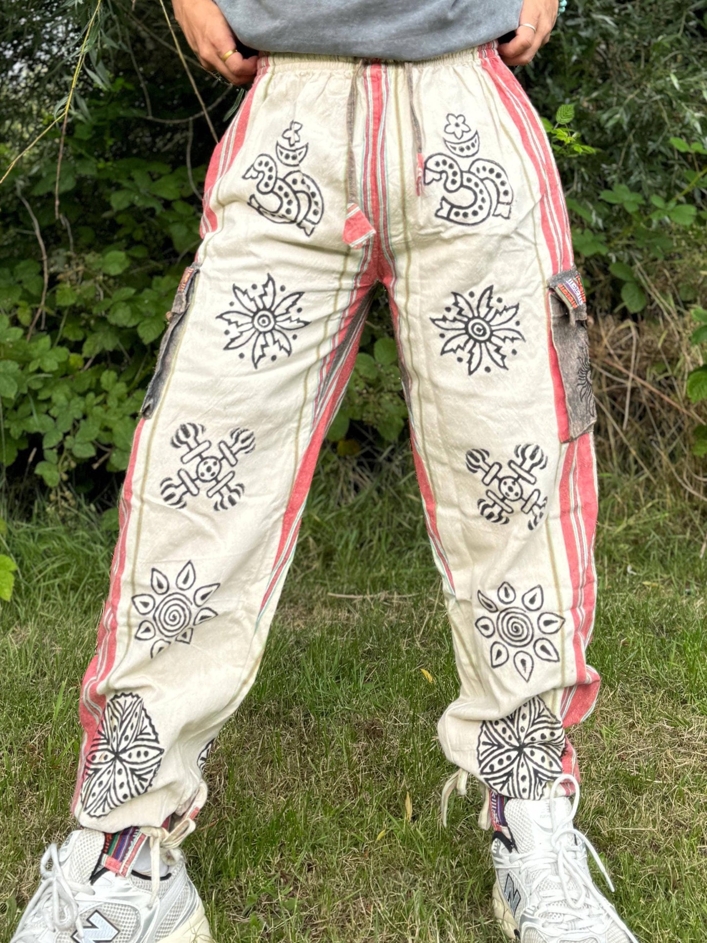 Handwoven Himalayan Cotton Cargo Pants: Festival Hippie Trousers