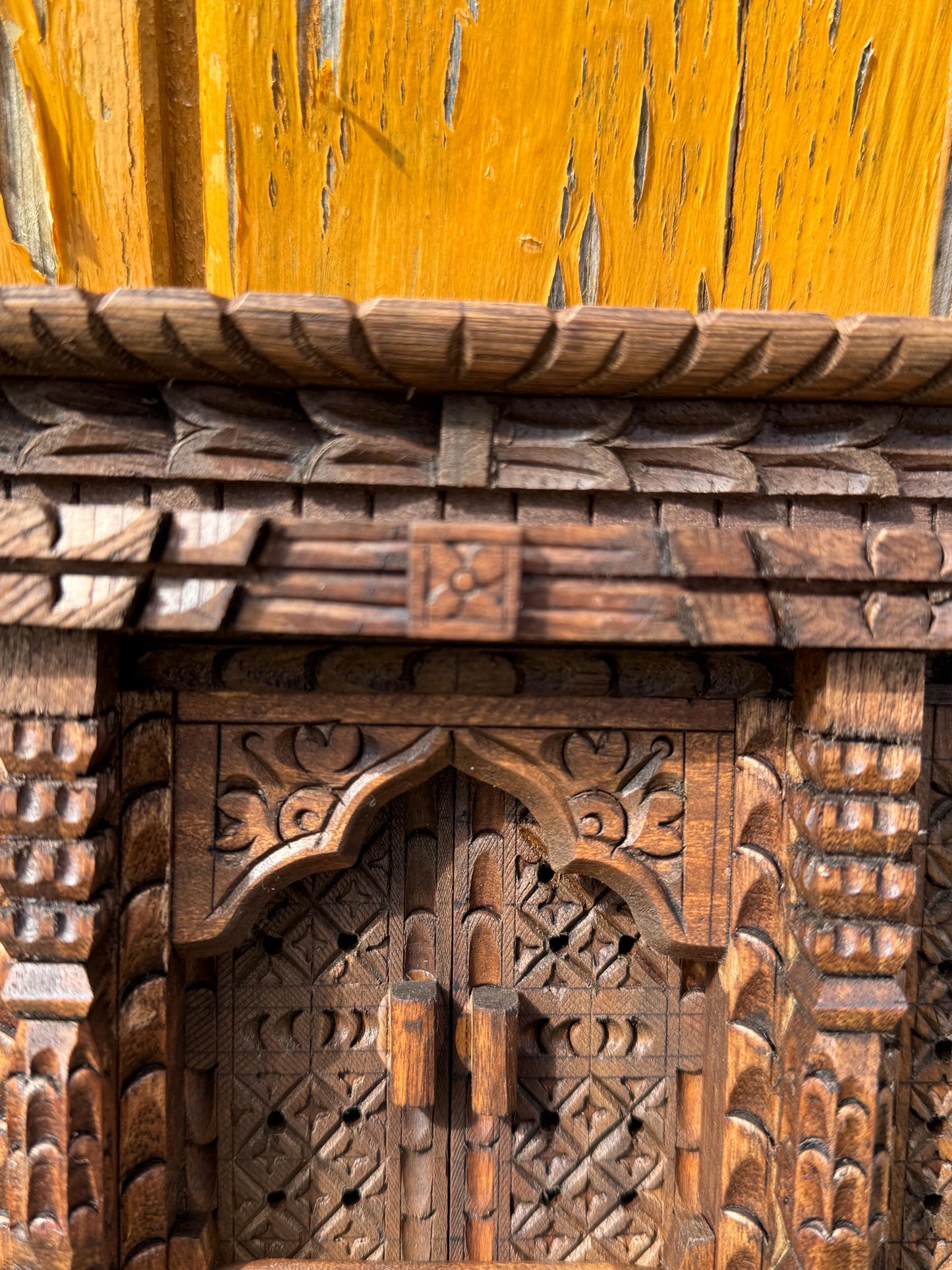 Handcrafted Wooden Wall Hanging Window Decor - Intricately Carved Traditional Design