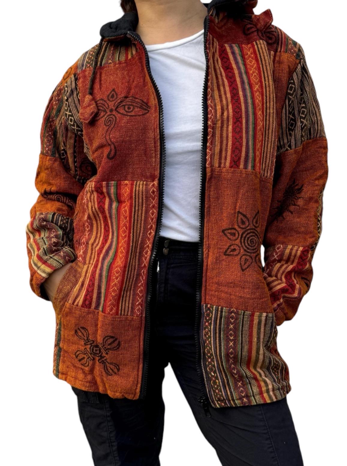 Unisex Patchwork Fleece Hoodie: Winter Hippie Jacket